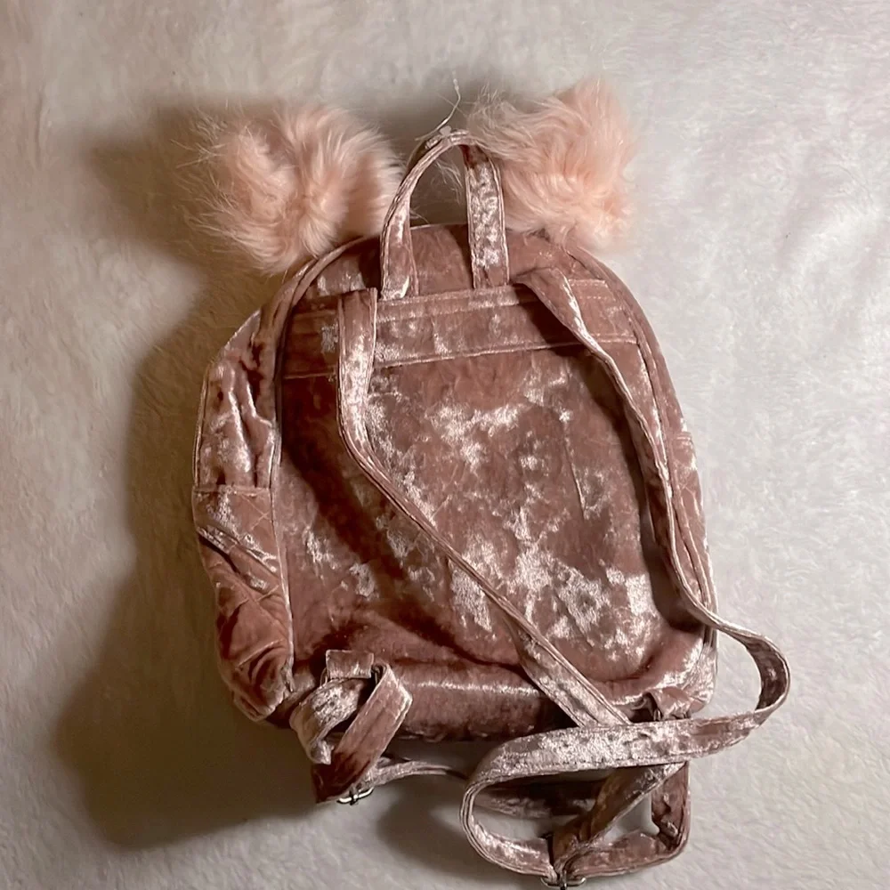 Justice Initial M  Mini Peachy Pink Velvet Back Pack